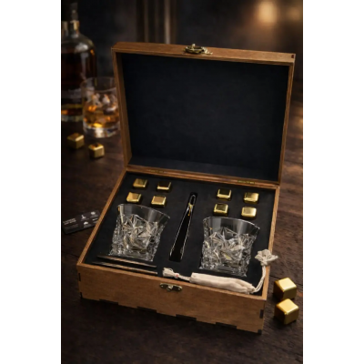 Подарочный комплект Moltis MR-1019 – бокалы Rocks (2 шт) и 8 кубиков для напитков