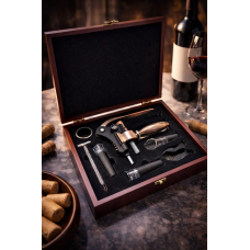 Винный набор сомелье Moltis Luxury MV-901 — профессиональный штопор, аксессуары для вина, деревянный подарочный кейс Винный набор сомелье Moltis Luxury MV-901 — профессиональный штопор, аксессуары для вина, деревянный подарочный кейс
