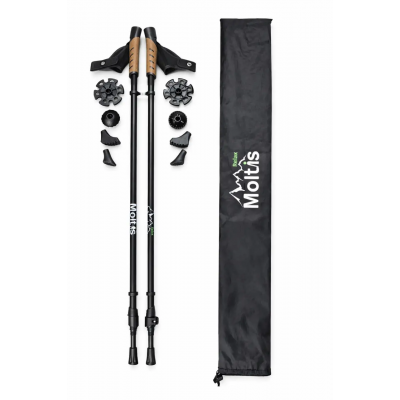 Скандинавские палки для ходьбы Moltis Relax MR-455 телескопические с чехлом и сменными наконечниками 10028
