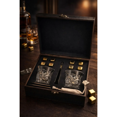 Набор для виски Moltis MR-1017 — 2 бокала Rocks + 8 охлаждающих кубиков, подарочный комплект