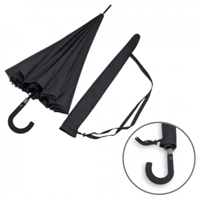 Качественный зонтик-трость, диаметр 115 СМ, карбон от бренда  (24 спицы) черный