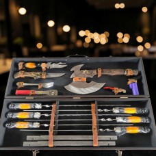 Barbecue Set Molti's Premium — шампуры, ножи, топор в сундуке MT-10990 Barbecue Set Molti's Premium — шампуры, ножи, топор в сундуке MT-10990