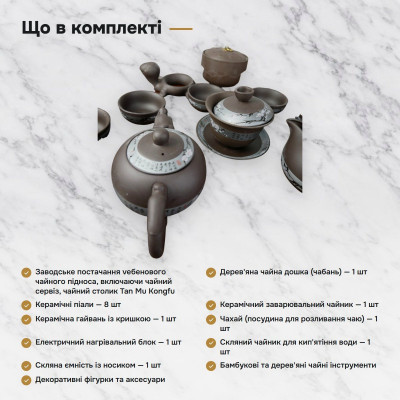 Полный чайный набор кунг-фу с расписной керамикой и чабанью 4865725694524