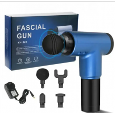 Портативный массажер Fascial Gun KH-320 из метала и пластика Blue (Аккумуляторный )