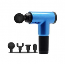 Портативный массажер Fascial Gun KH-320 из метала и пластика Blue (Аккумуляторный )