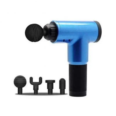 Портативный массажер Fascial Gun KH-320 из метала и пластика Blue (Аккумуляторный )